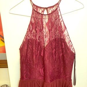 Burgundy long sweetheart dress size 8